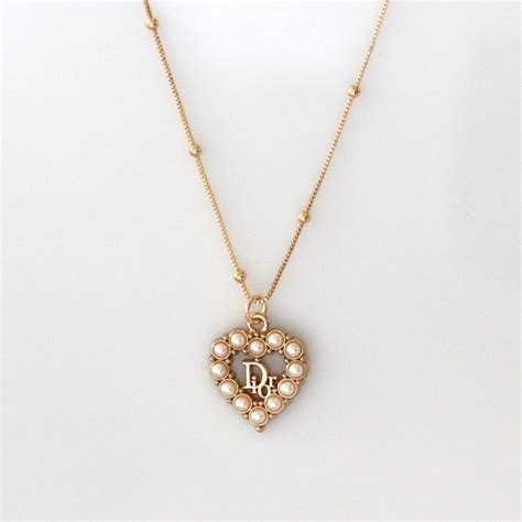 dior pearl heart necklace|christian dior heart necklace.